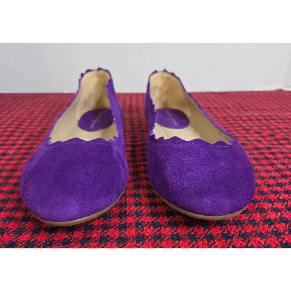 Amelia Grace Wynn Purple Suede Scalloped Ballet Flats Leather Women's sz 8M